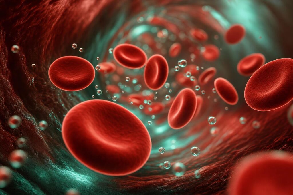 Red blood cells and oxygen microbubbles